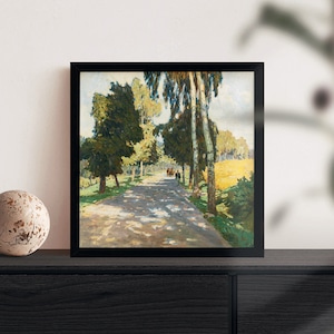 [額縁付き] Tree lined road in Brunntal カール・モル アートポスター 323×323mm 風景画 額装 天然木 ポスターフレーム 木製 絵画 日本製 APFS030