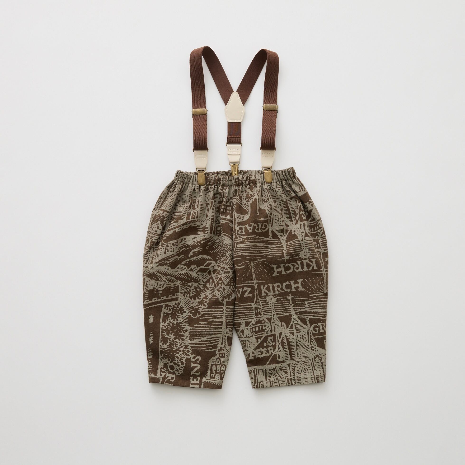 《予約商品 eLfinFolk 2026AW》Castle town print Suspenders / brown