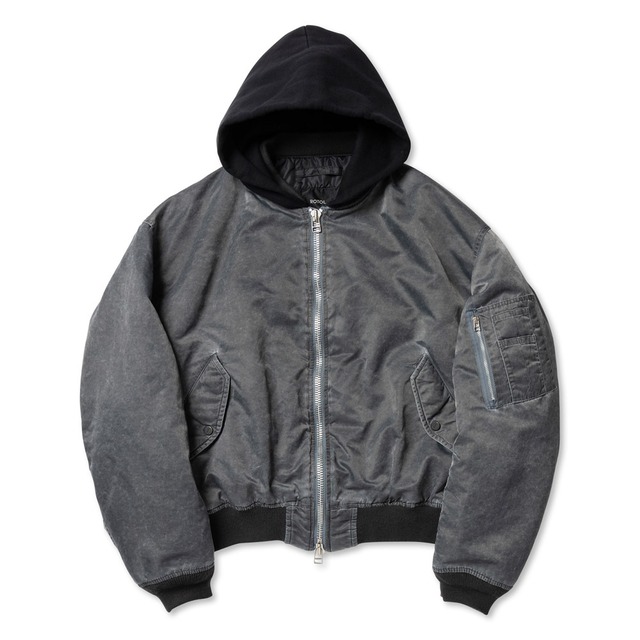 ROTOL / Acid Dye Hooded Bomber Blouson (BLACK)