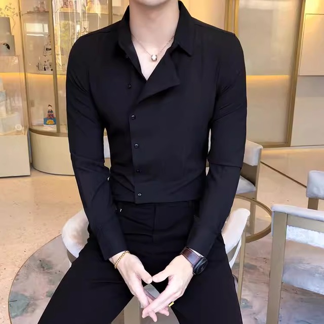 モードシルエット　アシンメトリードレスシャツ　2カラー　LB1380