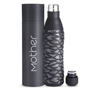 【努力特価】ローズピヴォイン ショップ(Rosepivoine Shop) Mother Reusables ステンレスボトル スリム 水筒 保温 保冷 魔法瓶 リサイクル素材使用 500ml 黒