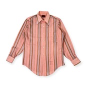 70s VAN HEUSEN 417 バンヒューゼン ストライプ 長袖シャツ 33/ピンク系 メンズ ビンテージ
