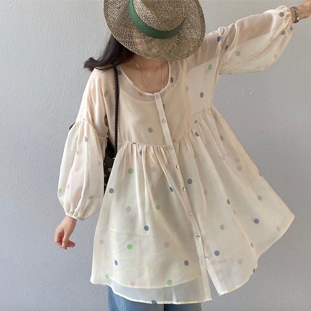 Relaxed Woven Dot シャツ ドレス [26010241]