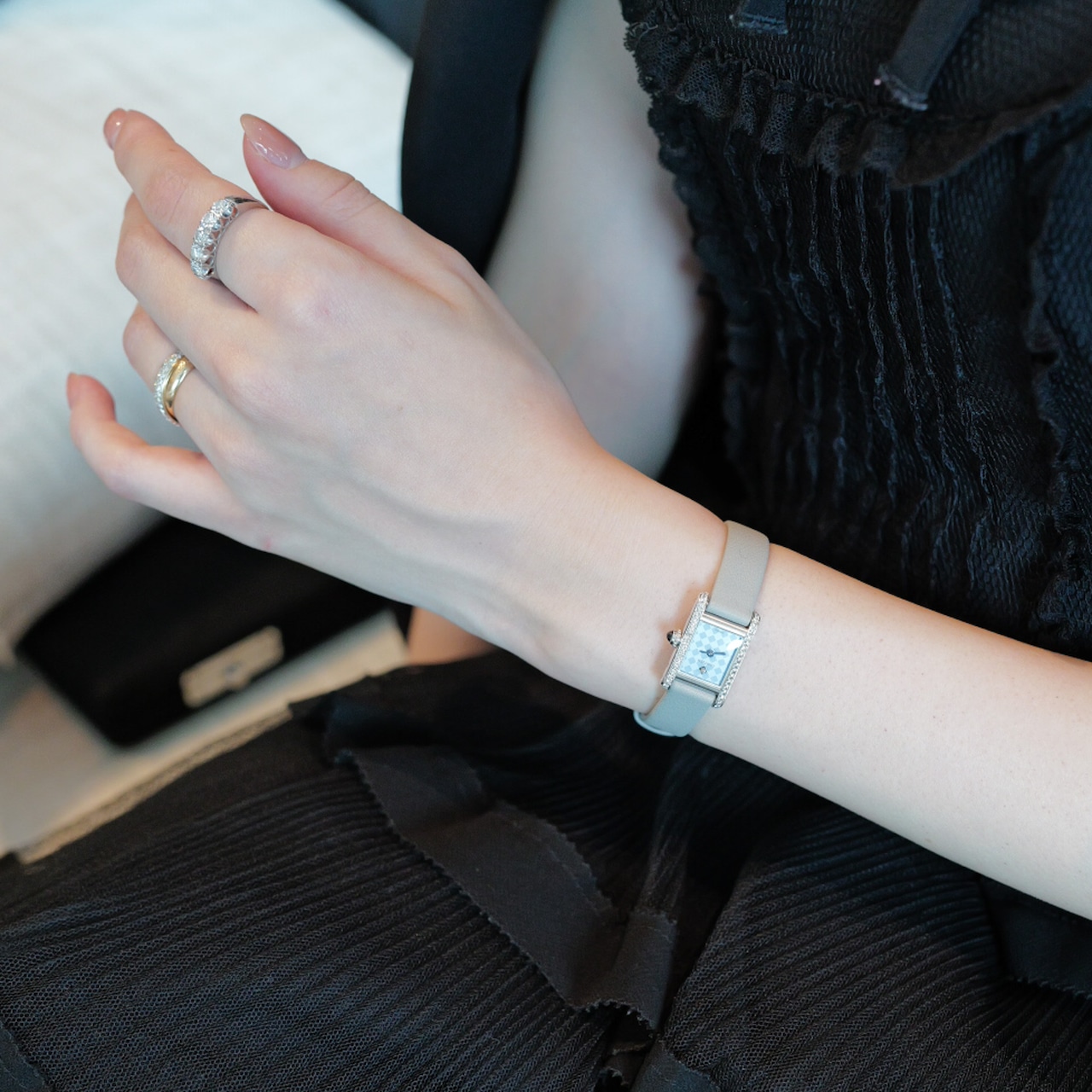 カルティエ ミニ タンクルイ ホワイトゴールド ブルー文字盤