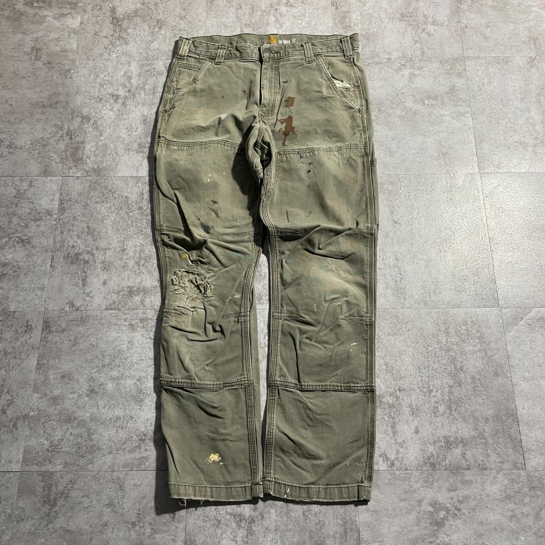 10s ニカラグア製 モスグリーン ダブルニー Carhartt 33×32 | ib2