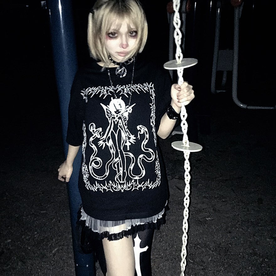 サブカル 服 地雷系 通販 Tシャツ イラスト プリント ダークファッション 闇かわいい