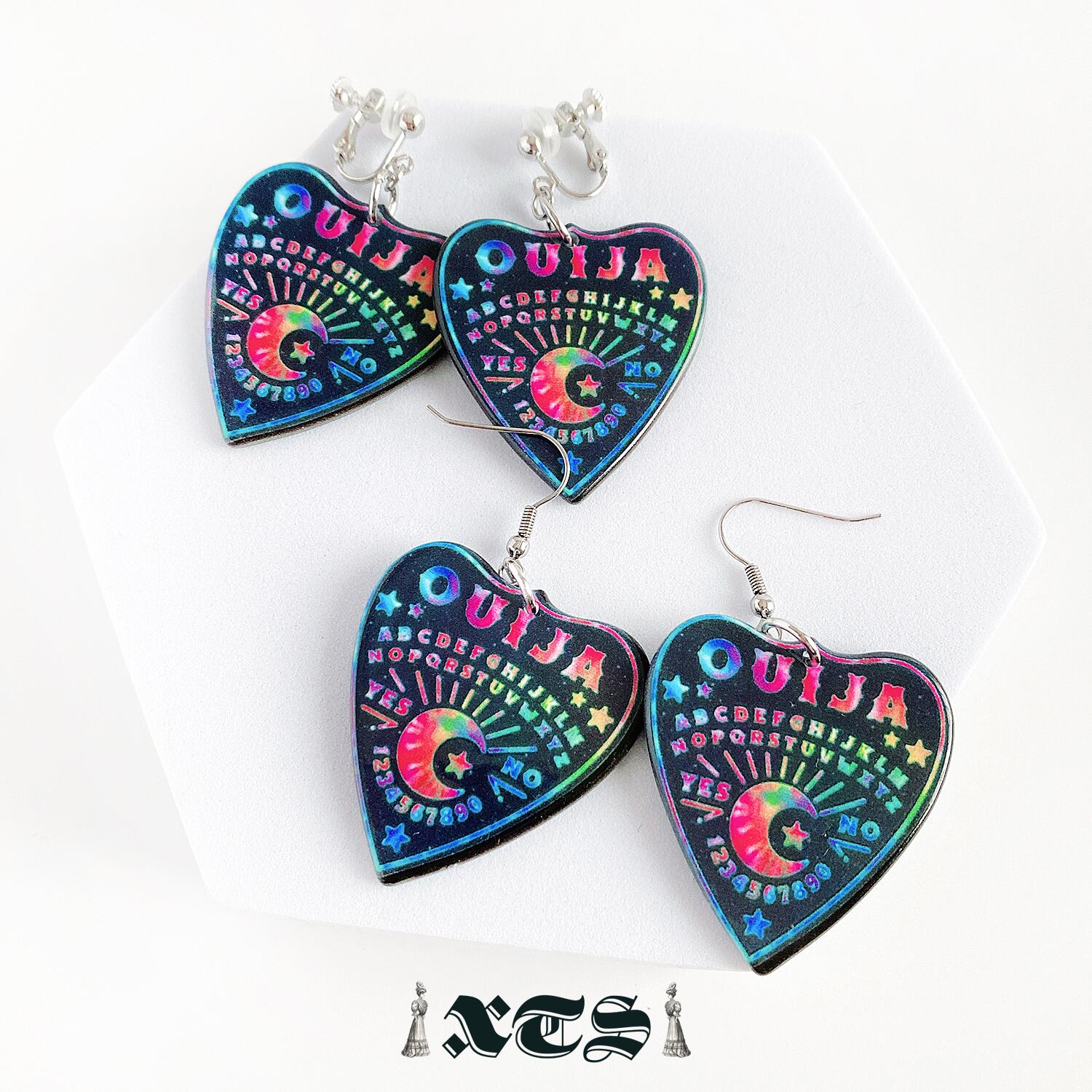 Tie dye Rainbow Ouija Planchette Pierce/Earrings【TS0268】