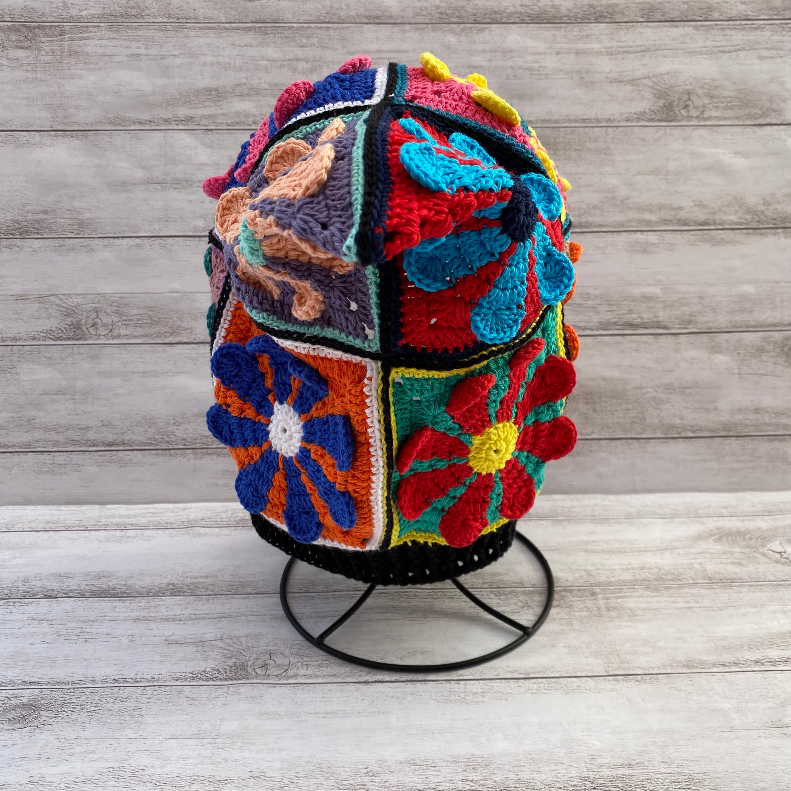 NO.3122057】クロシェ編み ニットフード ブラックベース | polepole31