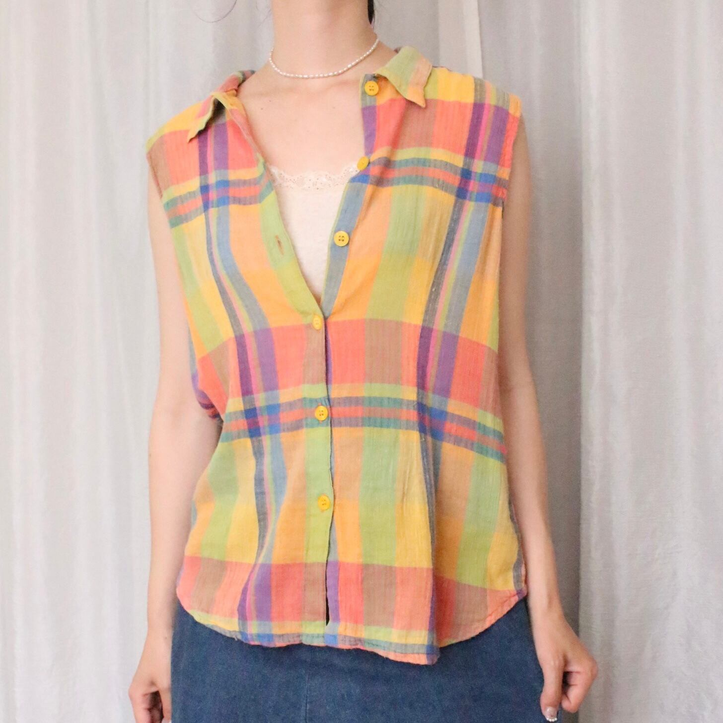 カラフルチェック シャツタンクトップ