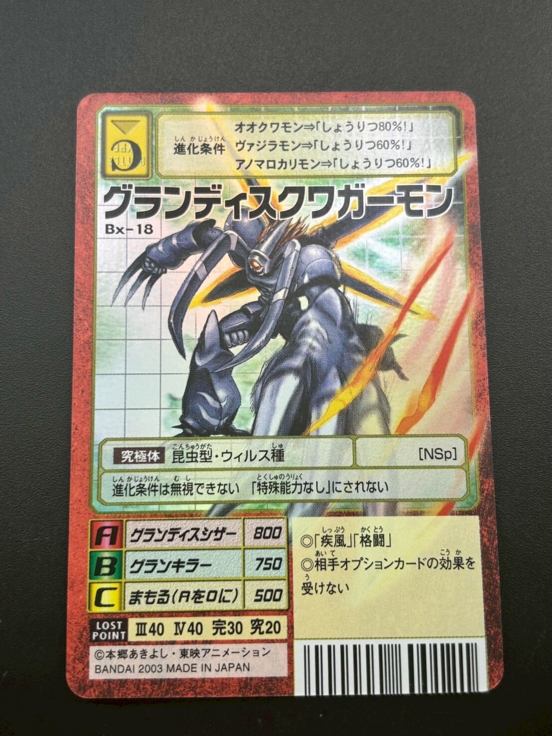 中古品】グランディスクワガーモン 2003年 BX-18 赤枠 キラ デジタル