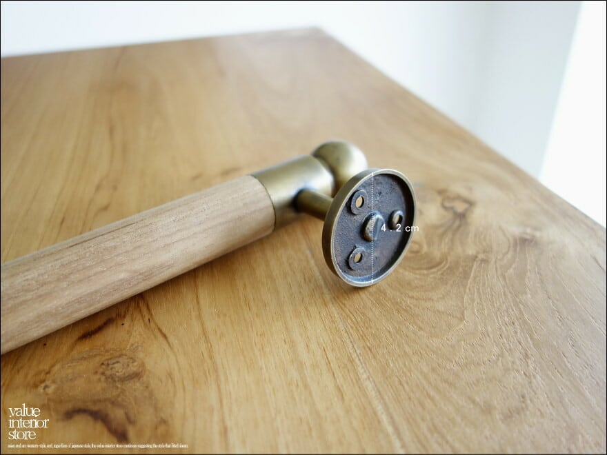 無垢材 ブラスチークドアハンドル50cm 取っ手 ドアノブ 木製ハンドル