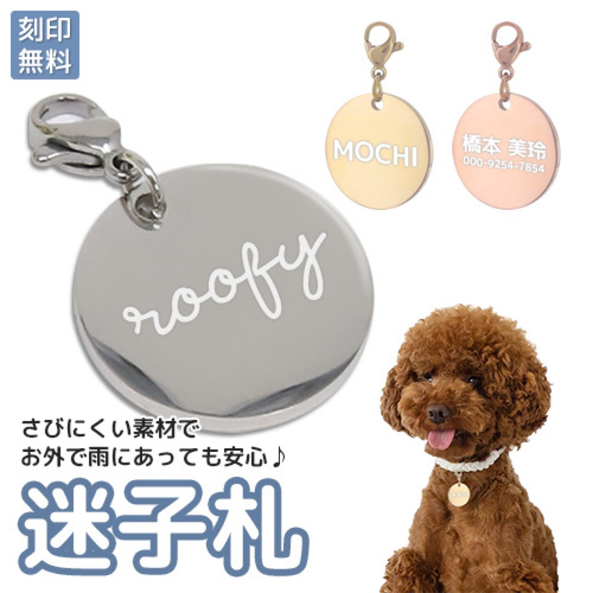 迷子札 ペットIDタグ 犬 猫 【名入れ無料】カニカン ステンレス ペット 