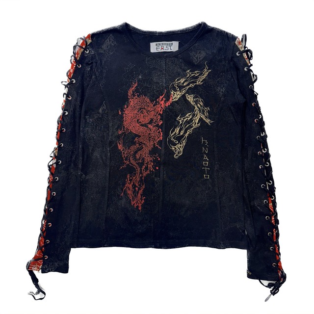 ”h.NAOTO EAST” Dragon Laced-Up Top