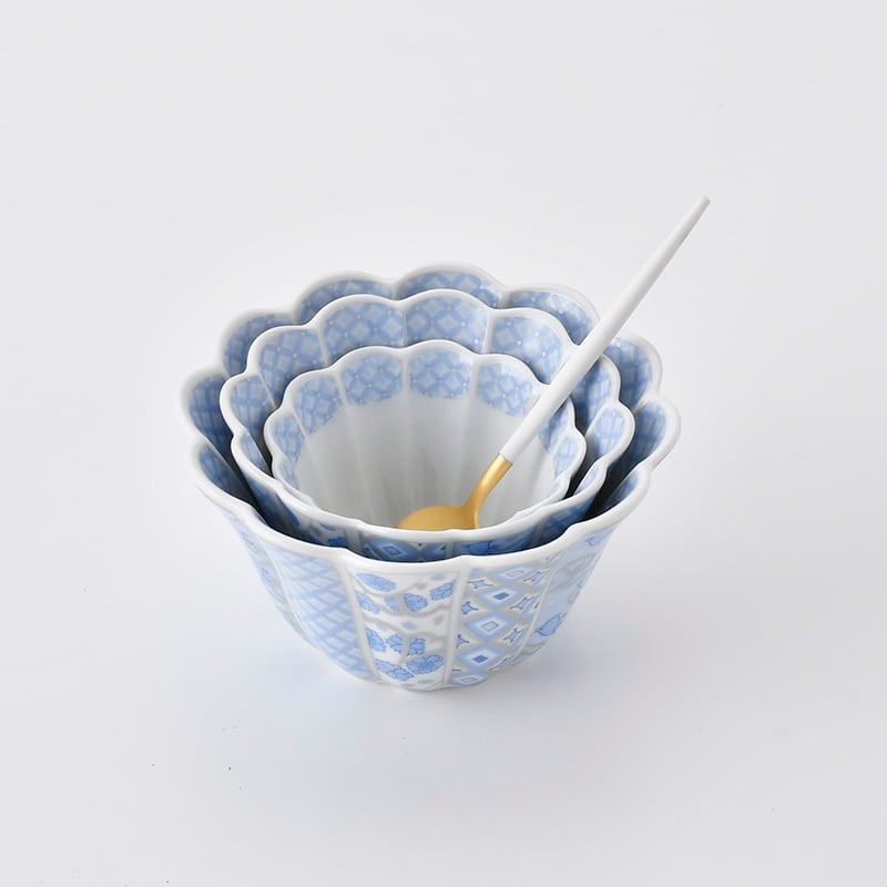 花離宮 ブルー 10㎝ボウル（化粧箱入）【林九郎窯】009318C613