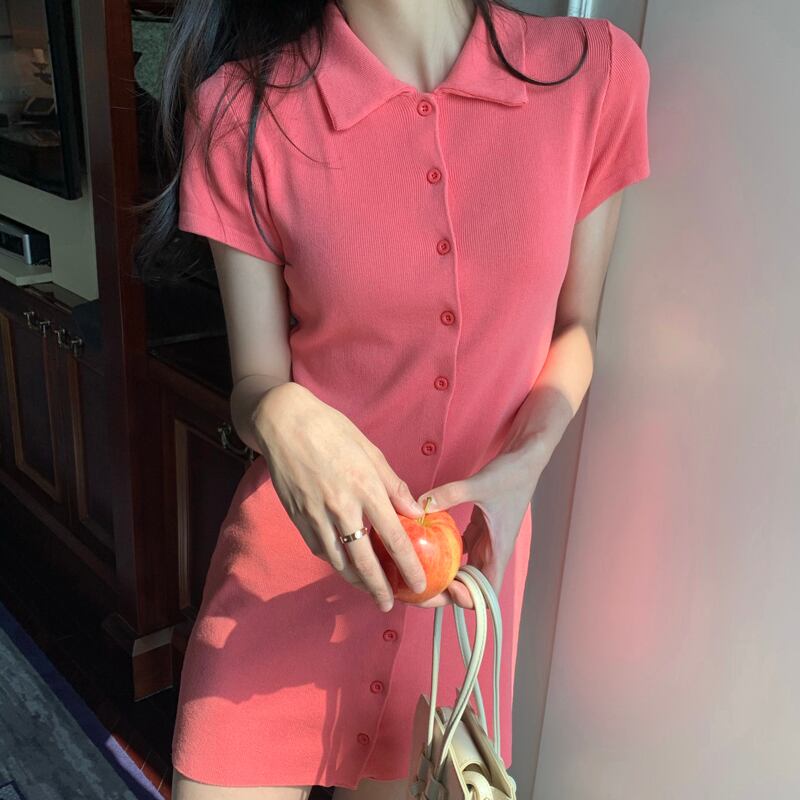 ニットドレス 薄手スリム ビッグFスモールZ韓国90519012003