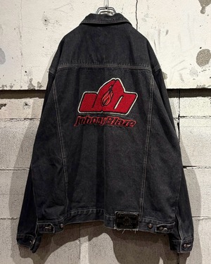 【Caka otto】 “Johnny Blaze” Pocket Gimmick Vintage Loose Black Denim Jacket