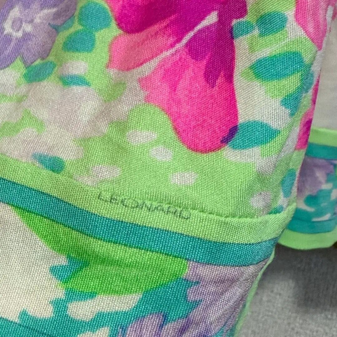 LEONARD☆シルク100％☆マキシ丈ワンピース☆花柄トリム☆