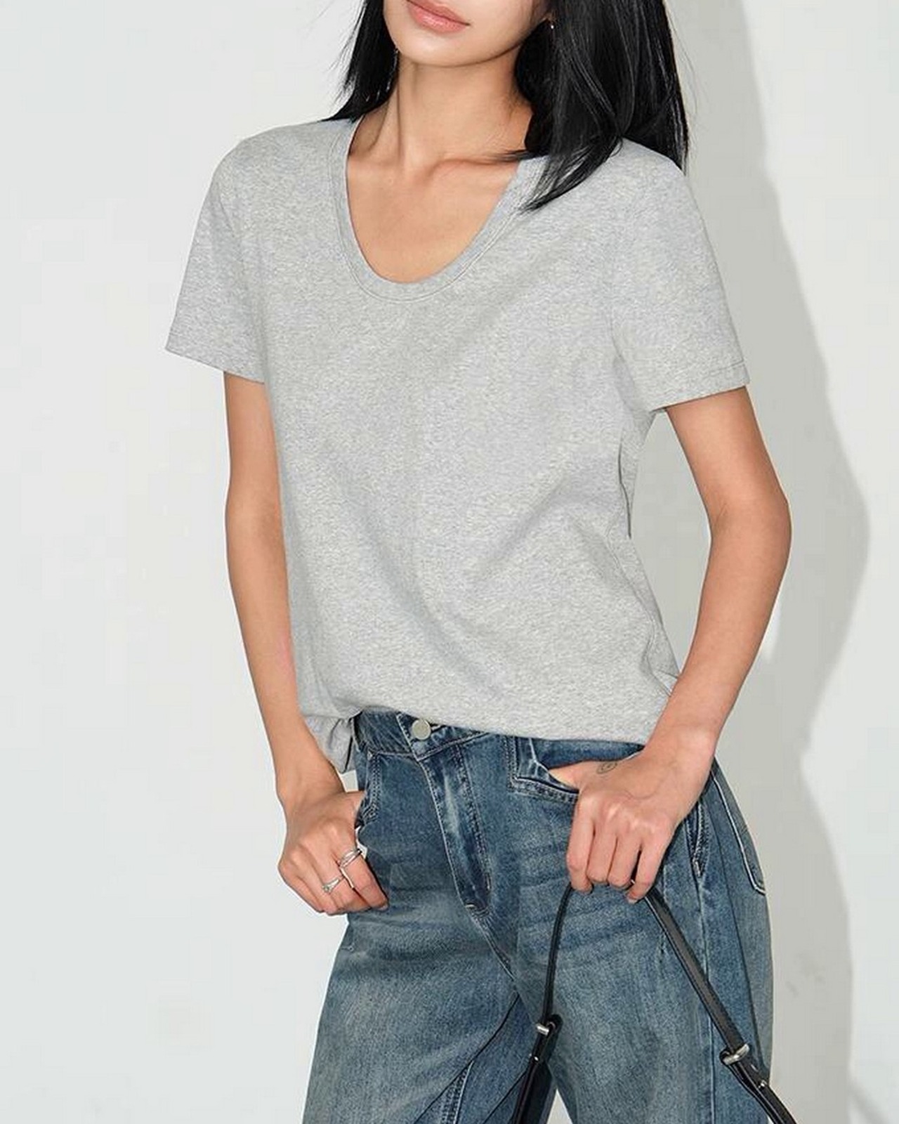 UネックショートスリーブTシャツ 3color A0254 - 14