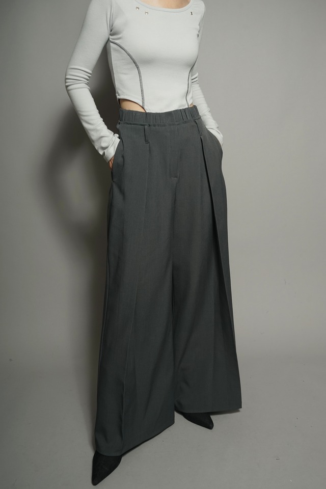 WAIST GATHER SWITCHING PANTS  (GRAY) 2402-65-62