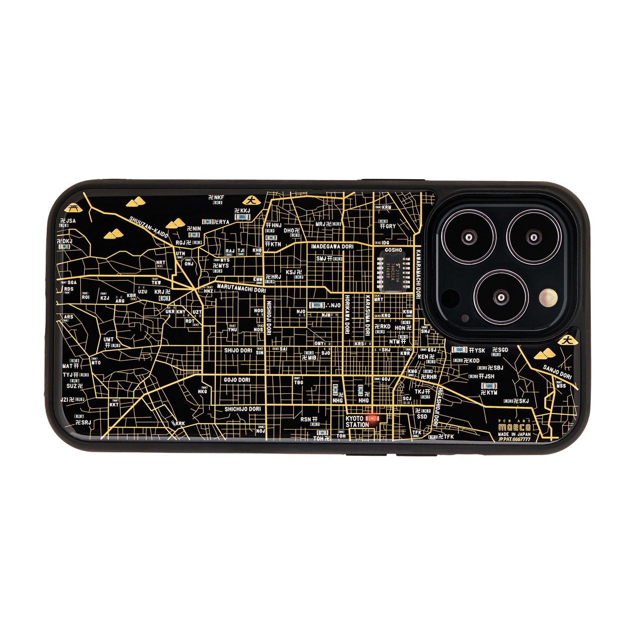 FLASH 京都回路地図 iPhone 14 Pro ケース | PCB ART moeco