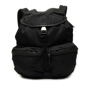 プラダ ポコノ 三角ロゴプレート ヴィアッジョ リュック バックパック V164 ブラック ナイロン レザー レディース PRADA 中古