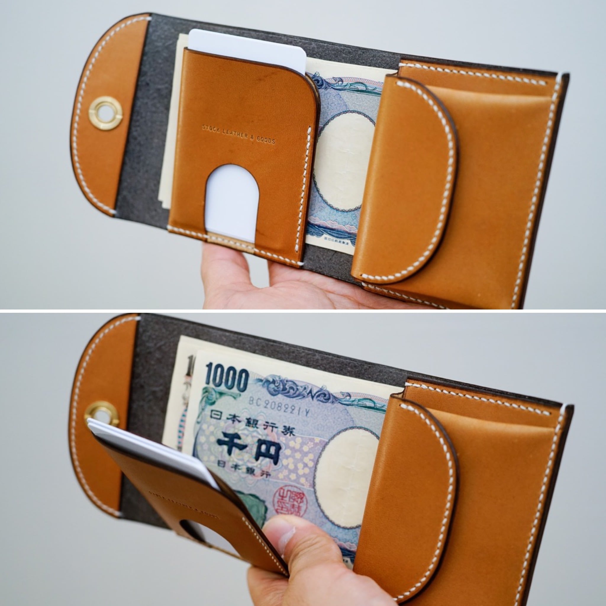 flap mini wallet [ ivory ] オコシ金具 ver. | STOCK LEATHER & GOODS