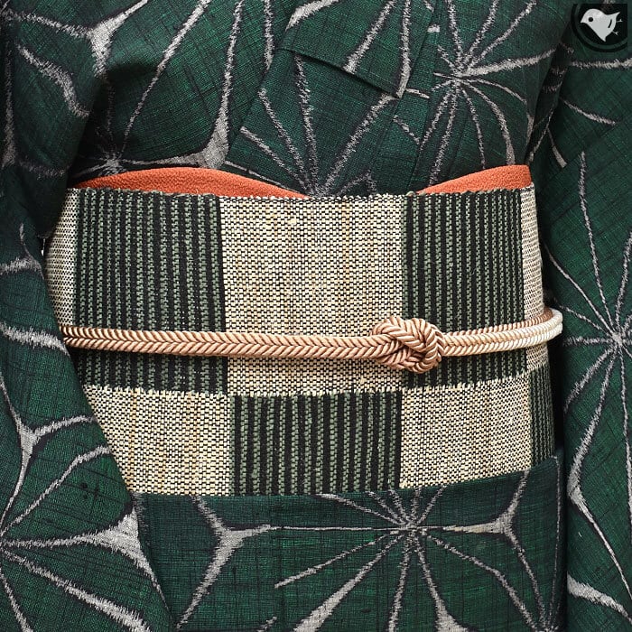 名古屋帯] 楮紙布 すくい織 小千谷 折田一仁 作 手織り 八寸帯 日本製