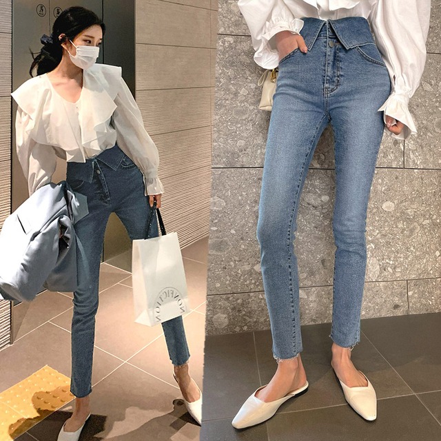 パンツ レディース ジーンズ デニム クロップド アンクル丈 9分丈 スリム タイト 細身 ストレート ファスナー ポケット ハイウエスト スキニー ステッチ デニム かわいい 大人可愛い シンプル カジュアル 上品 おしゃれ かっこいい クール ストリート ガーリー  個性的 無地 通勤 学生 通学 デート お出かけ 女子会 イベント コンサート ライブ カフェ巡り 送料無料 XS S M L 10代 20代 30代 韓国系 着回し 普段使い 脚長 ファッション コーデ モテ トレンド 流行 ブルー