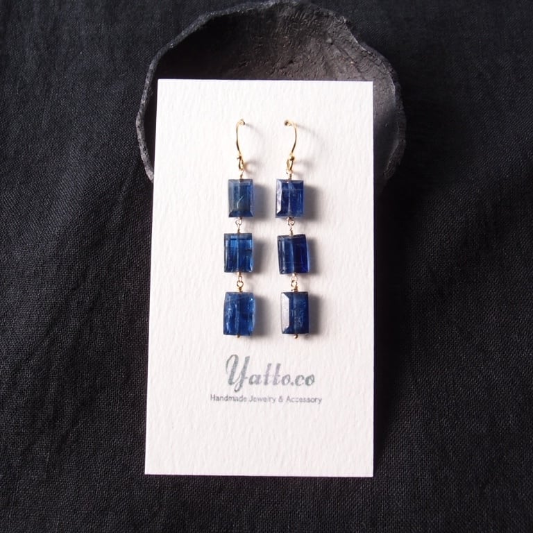 1666 ロイヤルブルーカイヤナイト　ピアス　14kgf 再入荷【K14gf】Royal Blue Kyanite Earrings／ロイヤルブルーカイヤ
