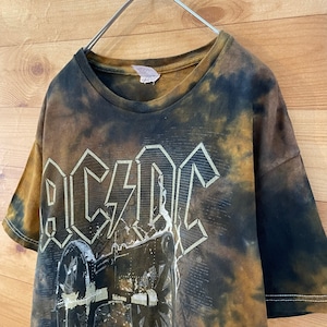 【DELTA PRO WEIGHT】AC/DC バンドTシャツ 悪魔の招待状 ロックt タイダイ染め ロゴ M相当 US古着 アメリカ古着