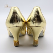 【社交ダンス用衣装】23 1/2CM Dancing T&S ゴールド ダンス シューズ 光沢 艶 レディース用 女性用 靴 ヒール 輝き 目立つ