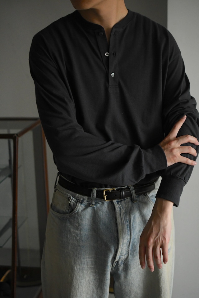 A.PRESSE / Cashmere Blend L/S Henley Neck Shirt (Charcoal)