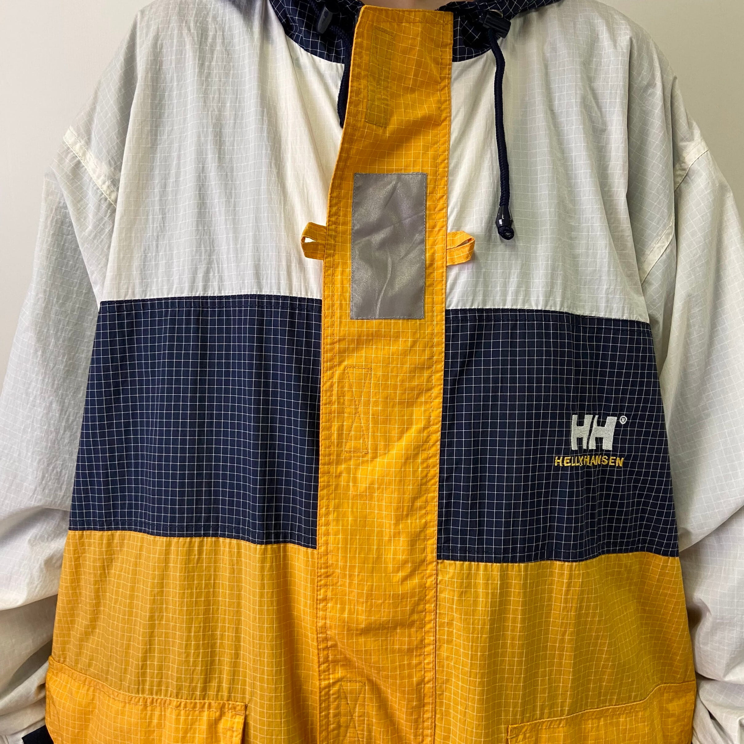 90年代〜00年代 HELLY HANSEN ヘリーハンセン ユニセックス メンズXL相当 レディース2XL相当 マウンテンパーカー 古着 90s  00s ヴィンテージ ビンテージ ナイロンジャケット ネイビー×イエロー×ホワイト