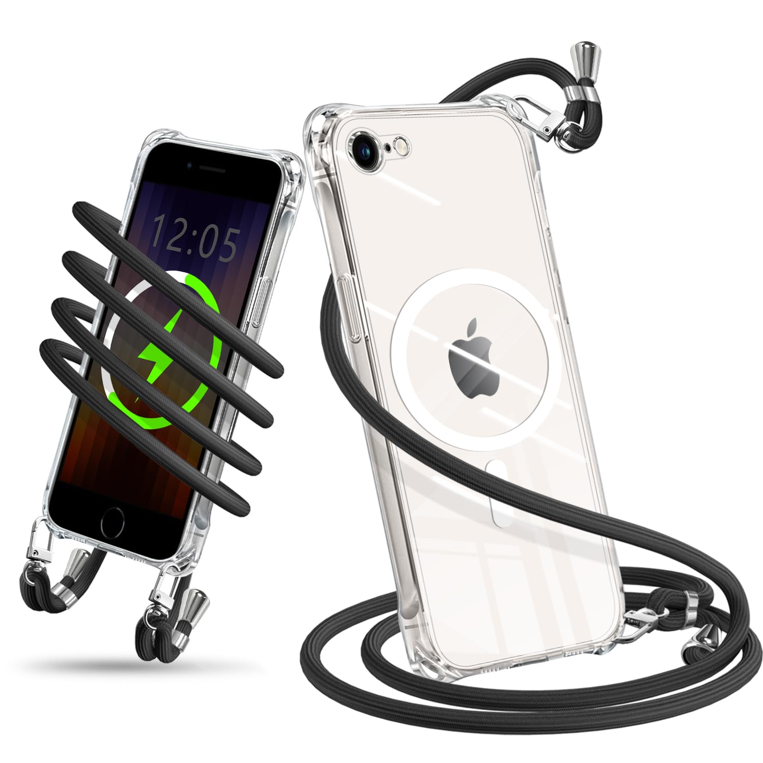 iPhone SE3/SE2 向けの ケース ショルダー クリア MagSafe対応 耐衝撃 アイフォンse3/se2/7/8 カバー(クリア)