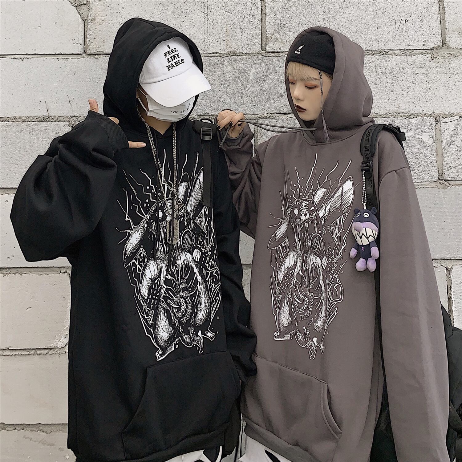 【BANKSY】新品 プリント ブラック フーディー ストリート スケーター パーカー 【BANKSY】新品 プリント ブラック フーディー ストリート