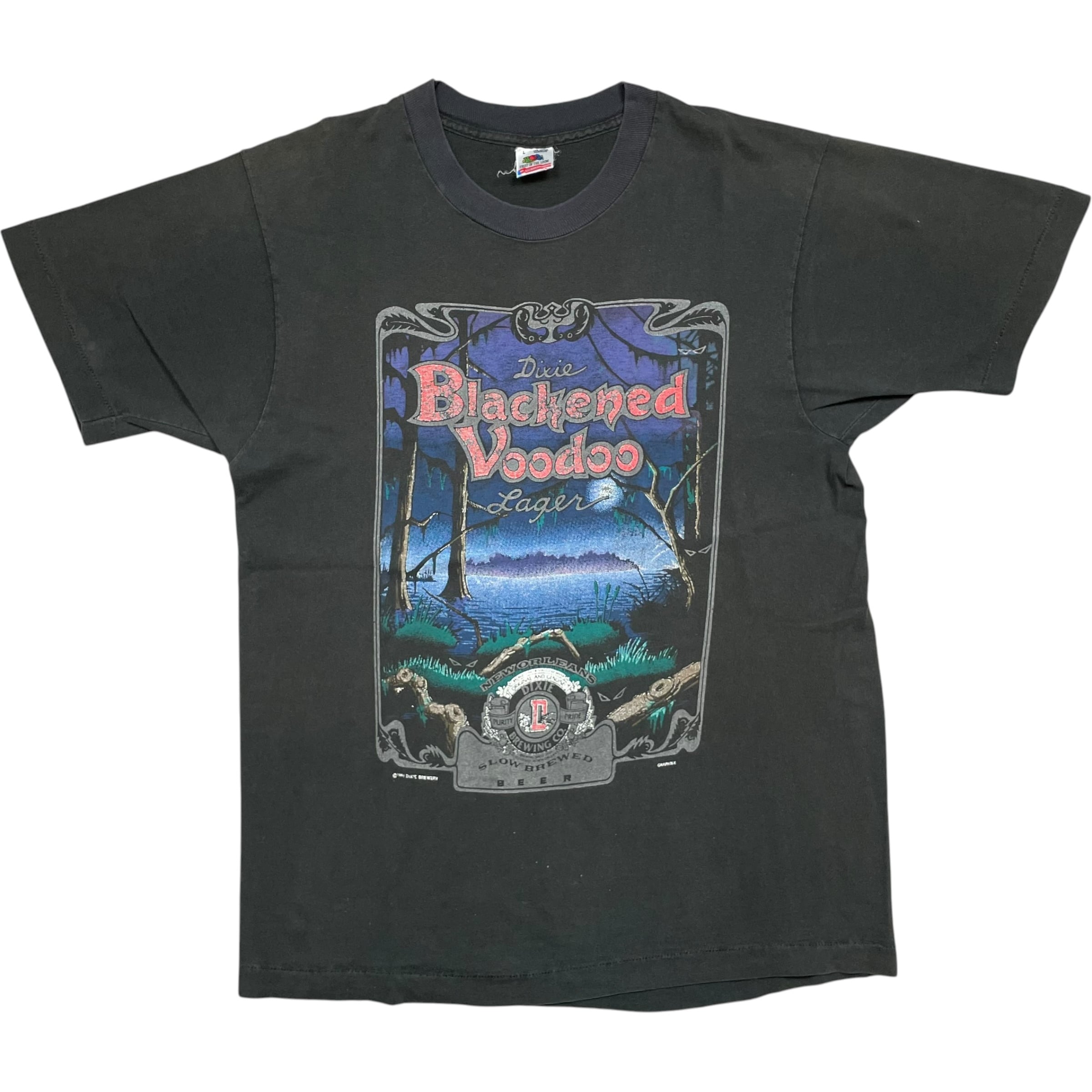 《L》FRUIT OF THE ROOM フルーツオブザルーム Tシャツ フロントプリント フェード ブラック シングルステッチ USA製 90年代 vintage no.10537