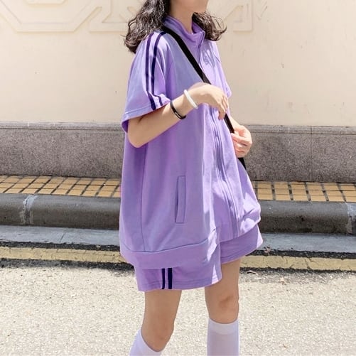 セットアップ ジャケット パンツ レディース 半袖 五分袖 上下セット 2