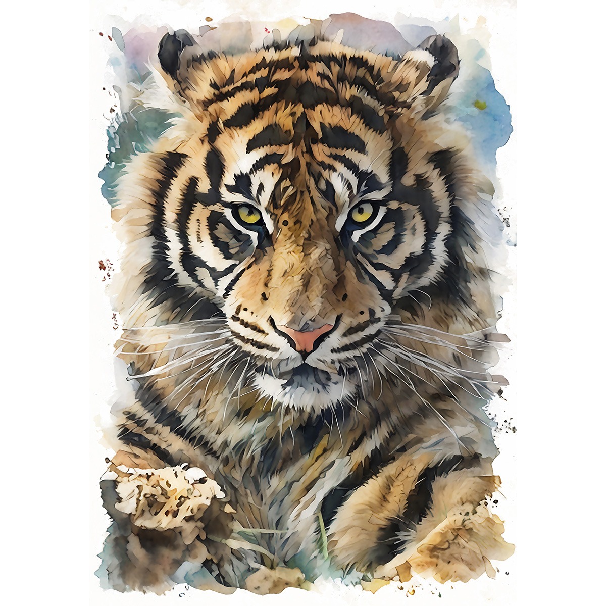 絵画 動物 虎 インテリアアート額付き 水彩画・油絵調 WAT0646 