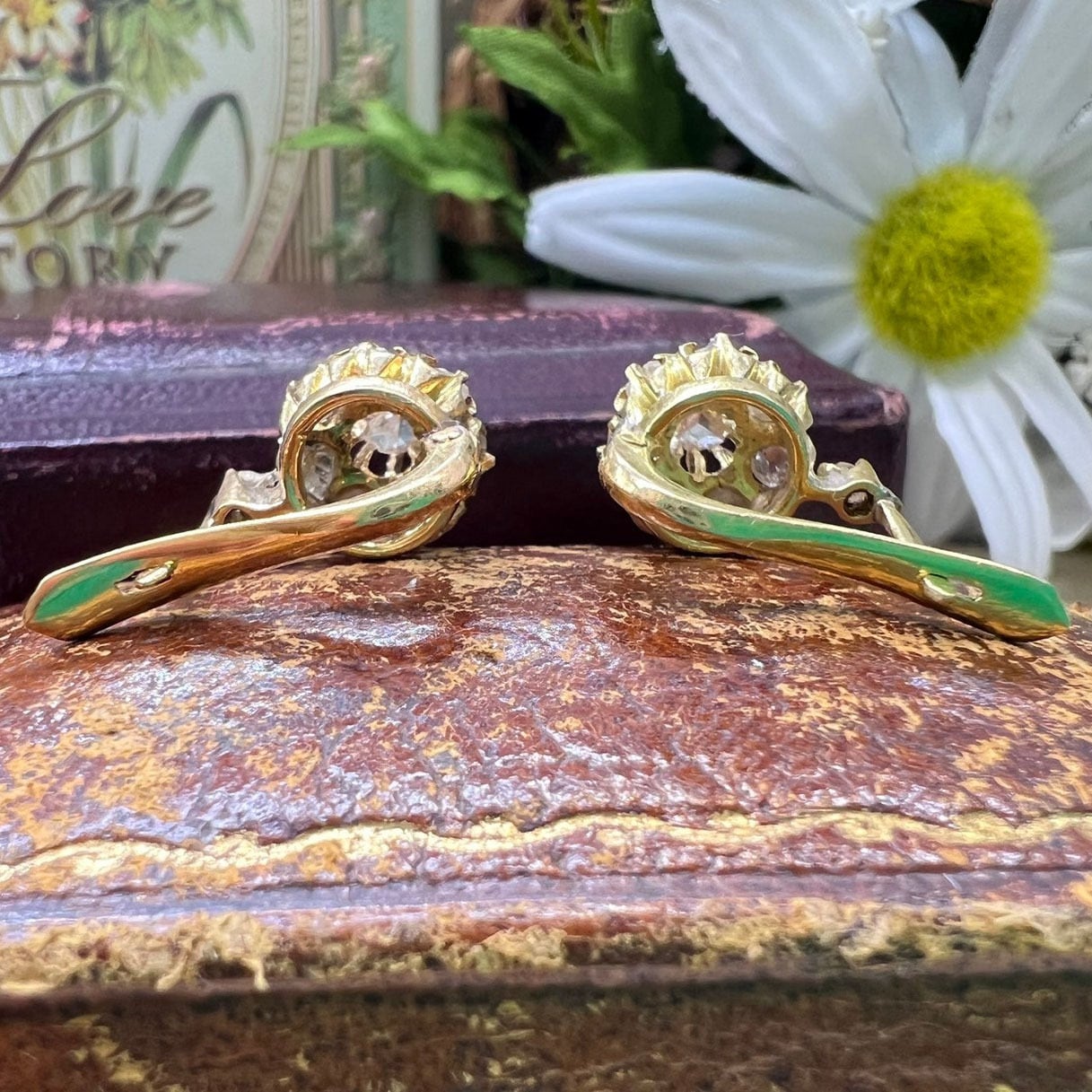 フランス アンティーク ドルムーズ ピアス 1800年後半頃 K18 ローズ