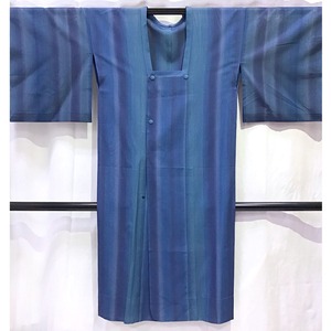 着物・道行コート・雨コート・縞柄・青系地・No.200701-1557・梱包サイズ60