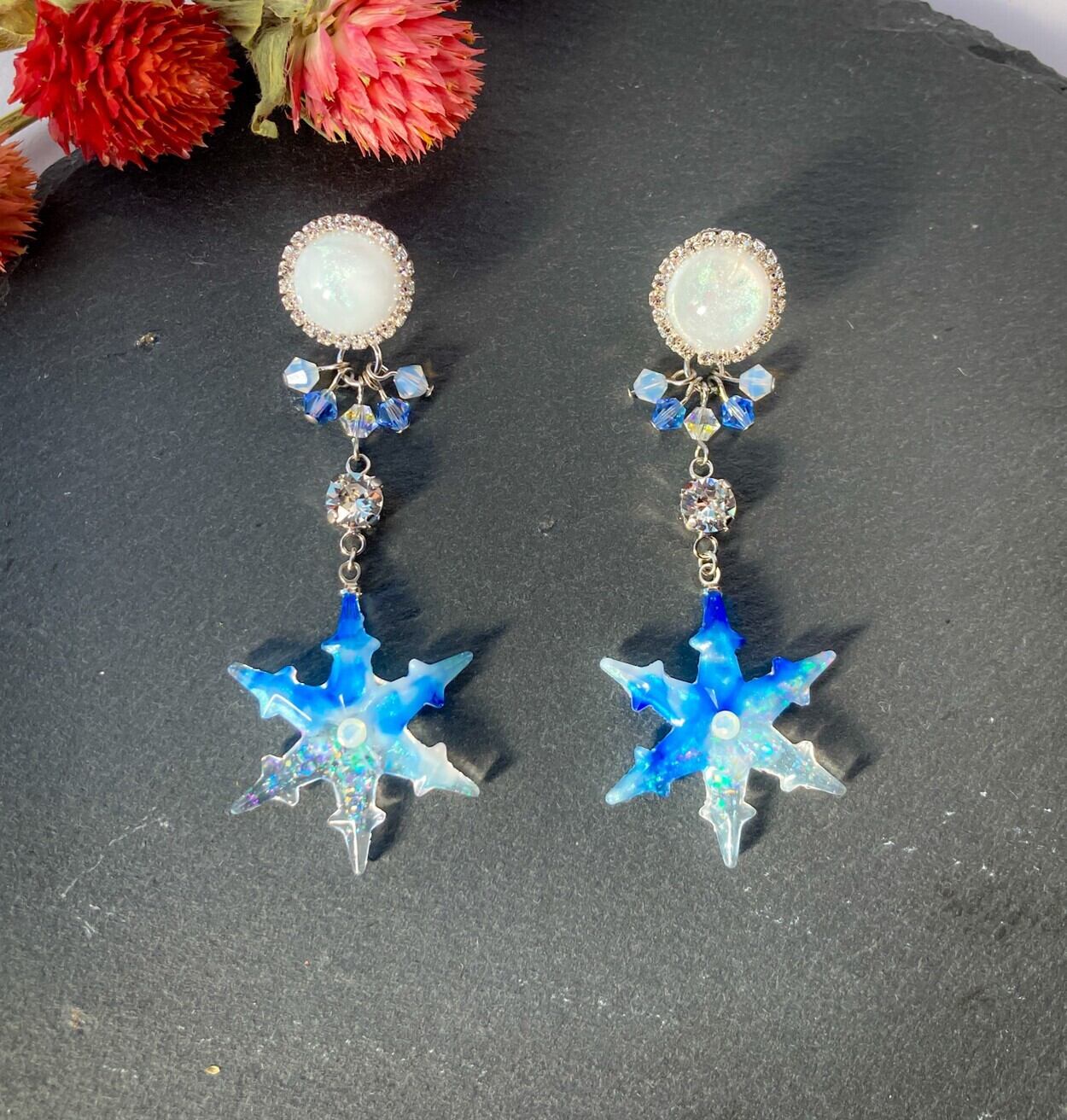 雪の結晶 ピアス (イヤリング変更可)/六花四姿〜有為転変 | Rêve.