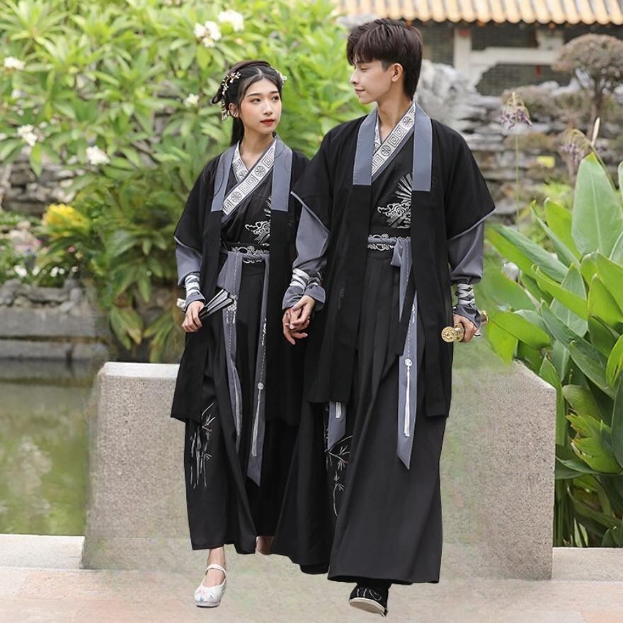 漢服 チャイナ服 3ピース 羽織り シャツ スカート ユニセックス 刺繍
