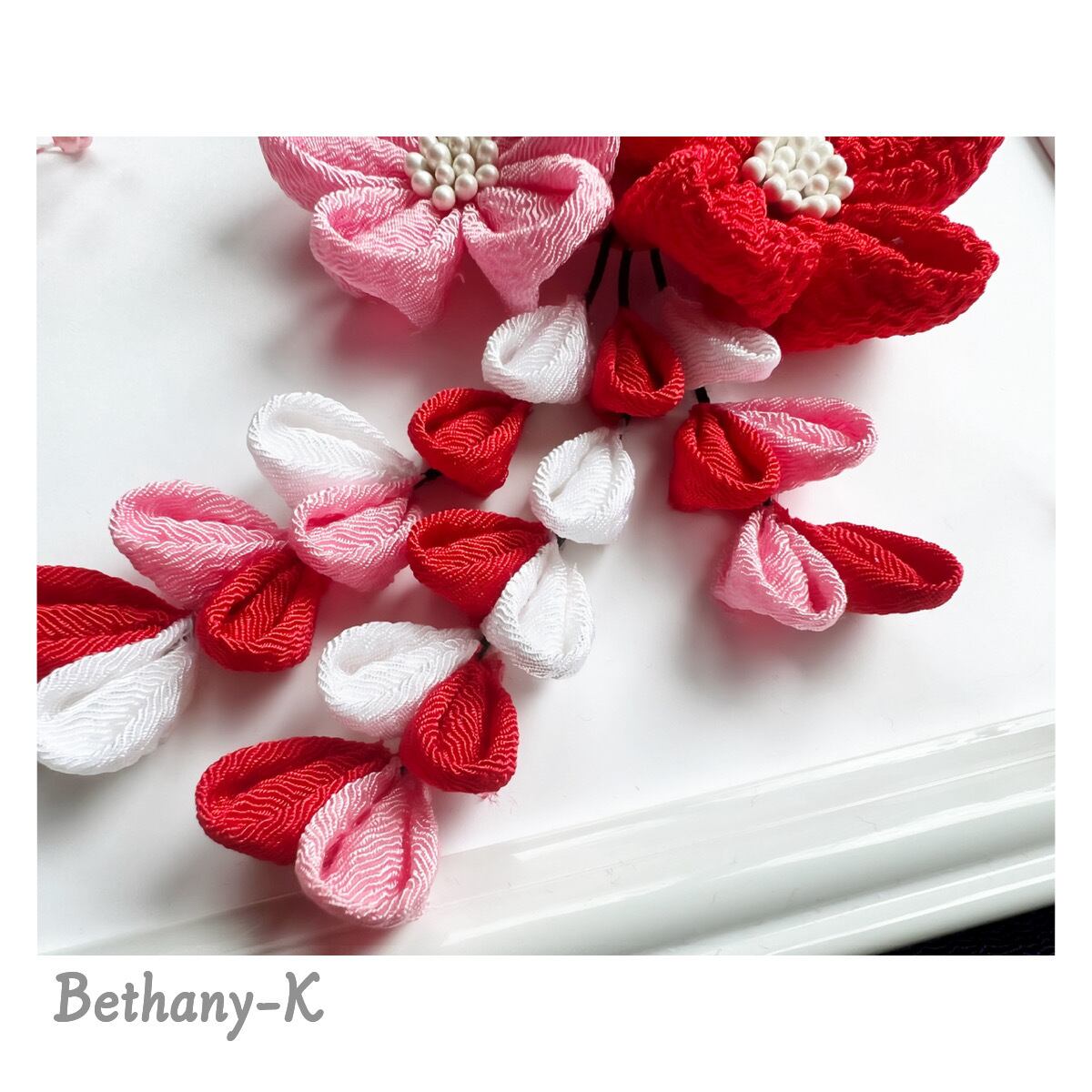 つまみ細工 髪飾り　七五三　おまけ付き つまみ細工 七五三髪飾りセット 蝶々付き 7歳向き | Pay ID