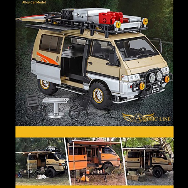 三菱 DELICA デリカ 1/24 ミニカー 全2色 ライト点灯 エンジンサウンド 合金モデル 模型