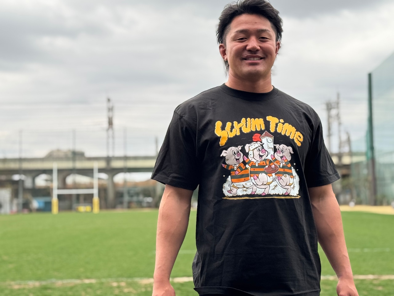 THE THREE RUGBY PIGS Tシャツ BLACK