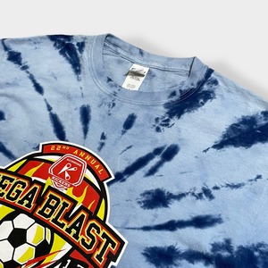 【GILDAN】タイダイ柄 ロンt 長袖Tシャツ ロングTシャツ サッカークラブ ロゴ プリント M US古着