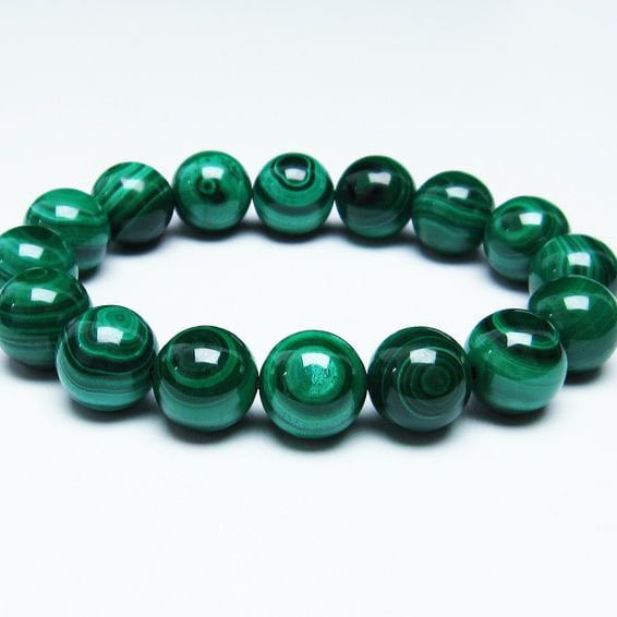 マラカイト ブレスレット 14mm 天眼 malachite 一点物 おまかせ便 111-29363
