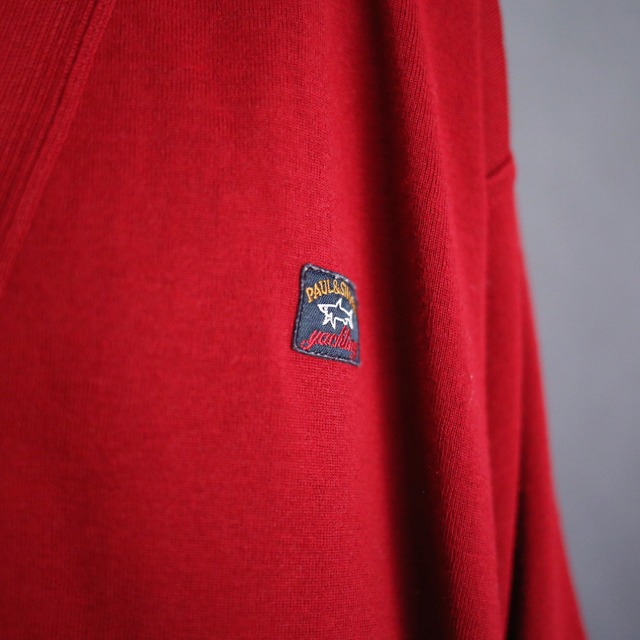 deep red 3XL over silhouette elbow and shoulder patch cardigan