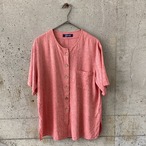 red collarless shirt