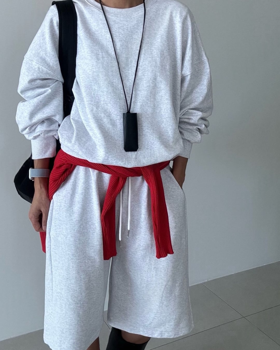 リラックススウェットハーフパンツセットアップ